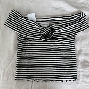 Lovers + Friends Striped Off-Shoulder Crop Top